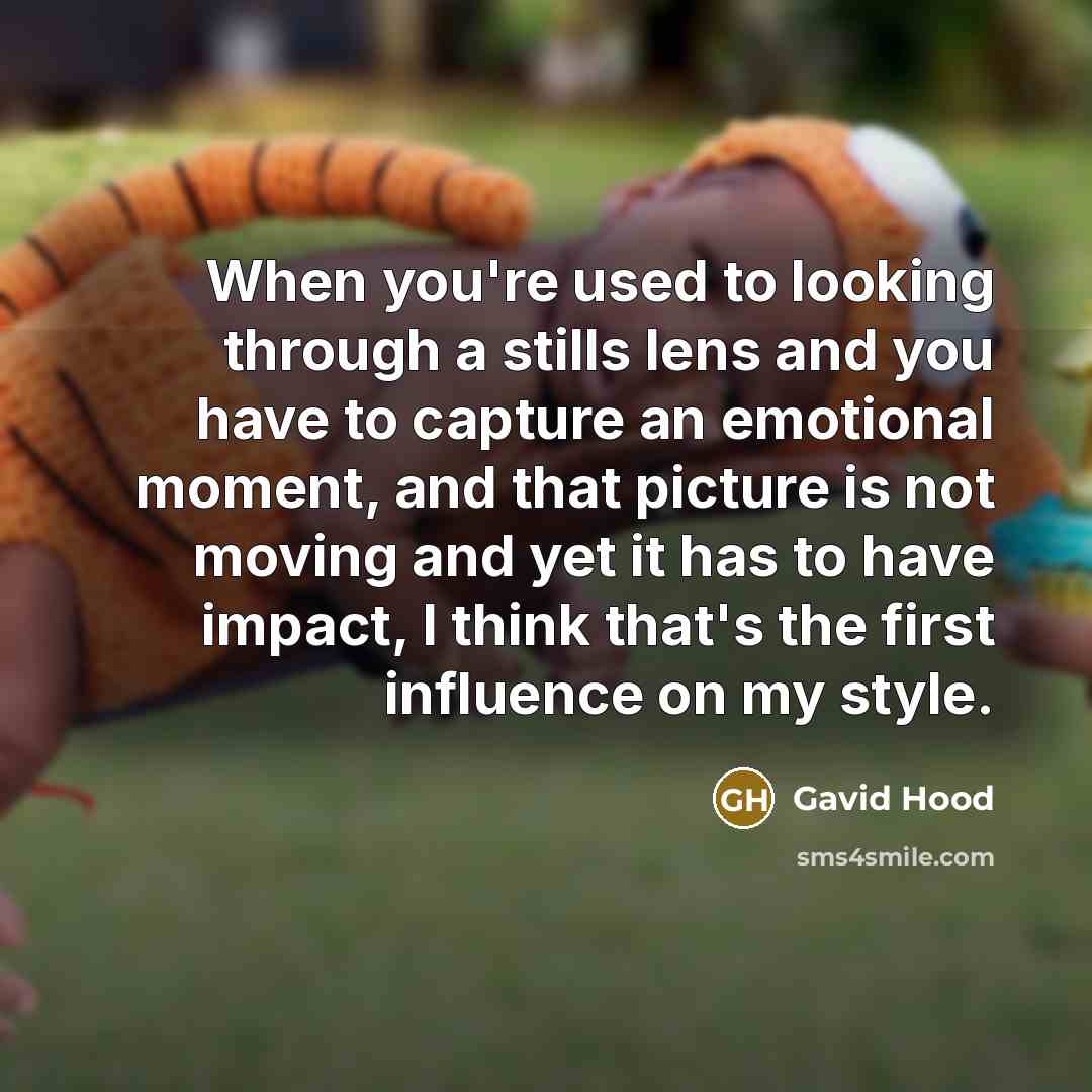 “When you're used to looking through a stills lens and…” quote by Gavid Hood