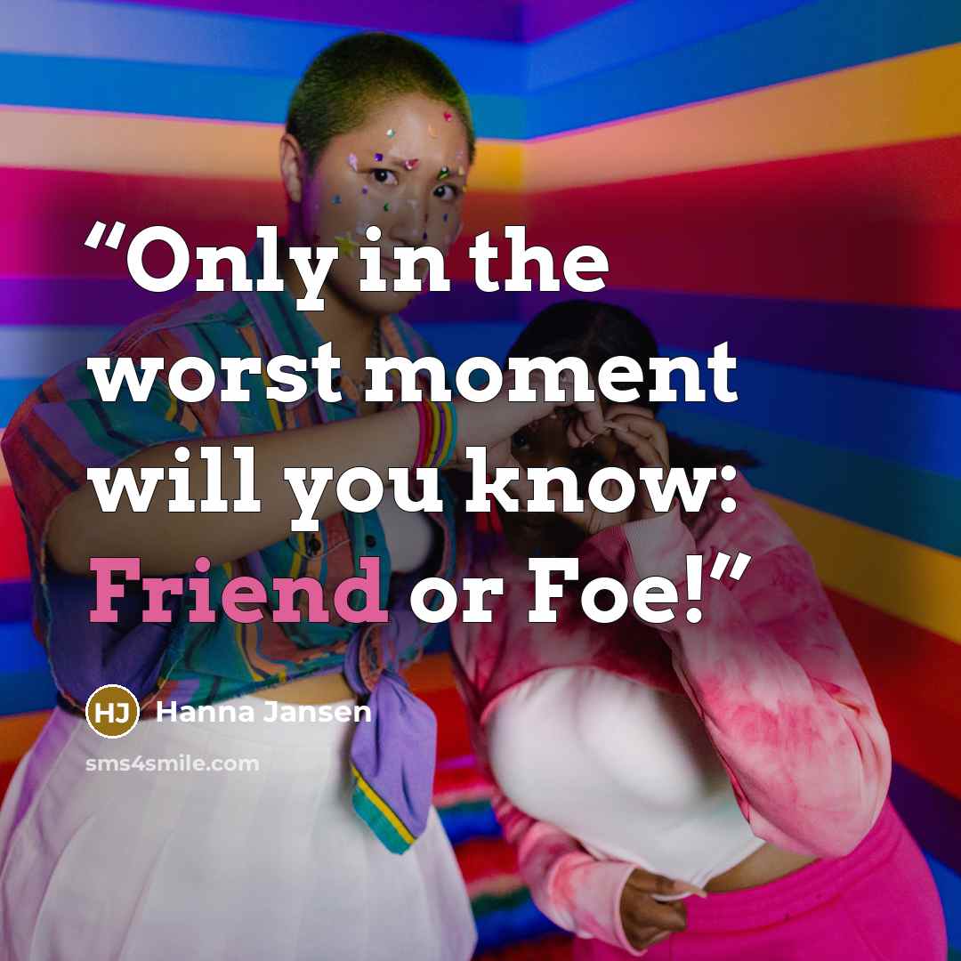 “Only in the worst moment will you know: Friend or Foe!” quote by Hanna Jansen