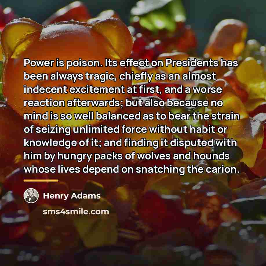 “Power is poison. Its effect on Presidents has been always…” quote by Henry Adams