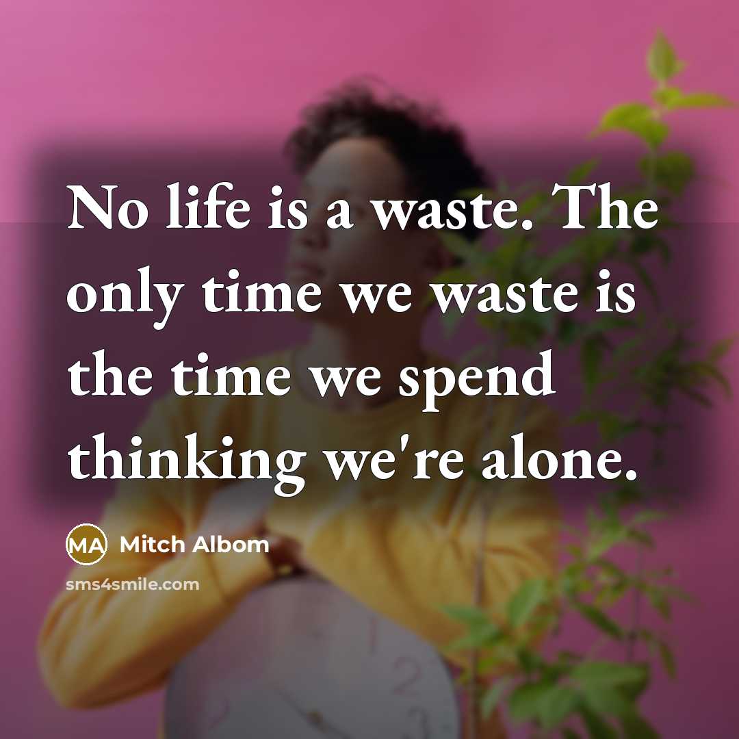“No life is a waste. The only time we waste…” quote by Mitch Albom