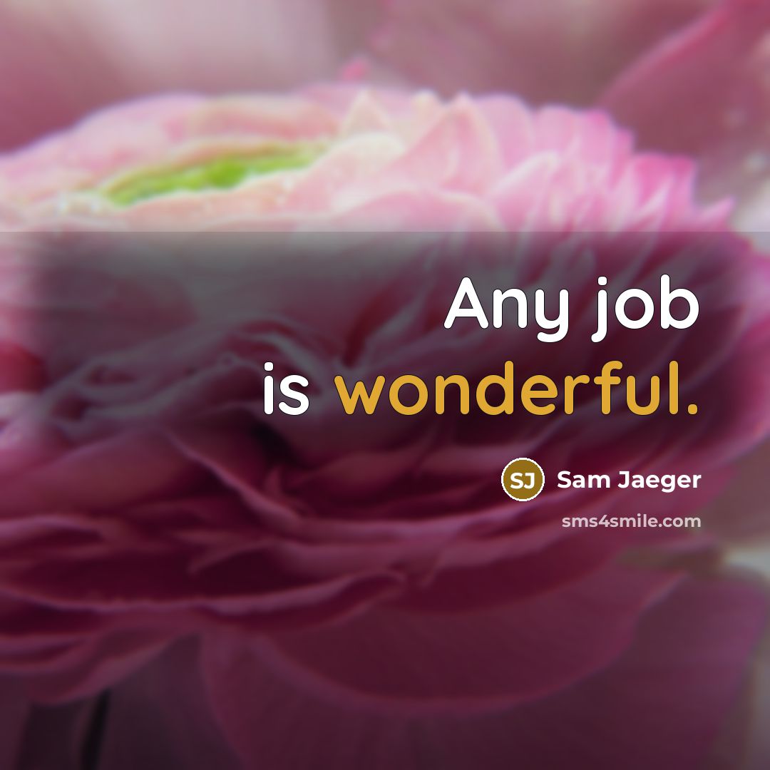 “Any job is wonderful.…” quote by Sam Jaeger