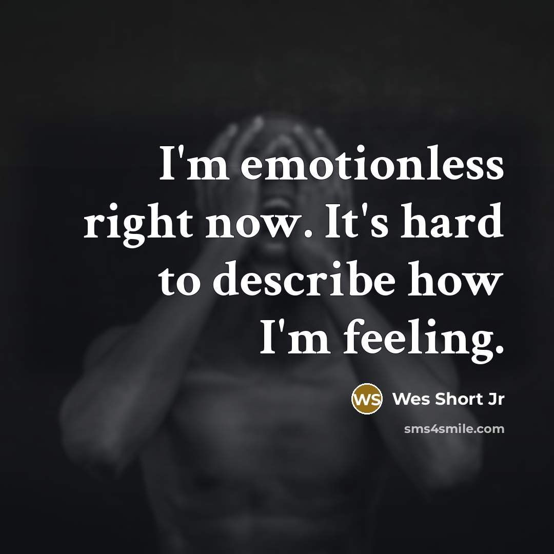 “I'm emotionless right now. It's hard to describe how I'm feeling.” quote by Wes Short Jr