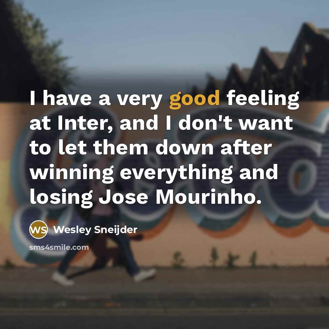 “I have a very good feeling at Inter, and I…” quote by Wesley Sneijder