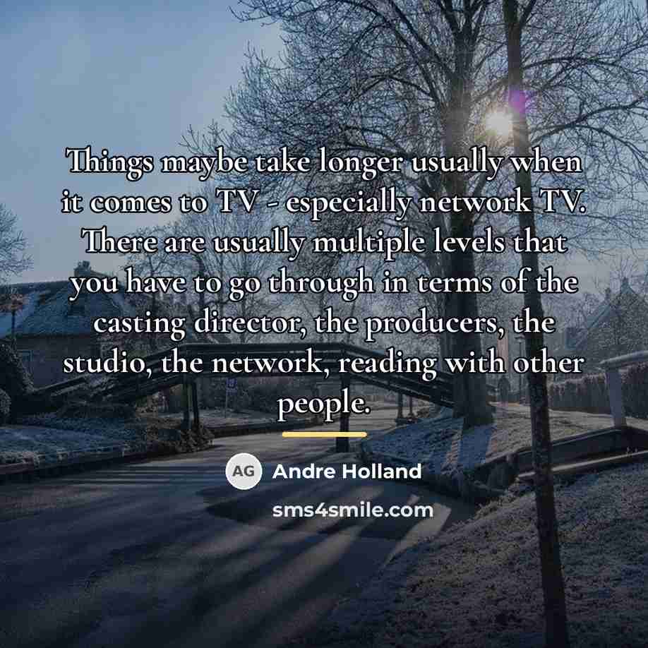 “Things maybe take longer usually when it comes to TV…” quote by Andre Holland