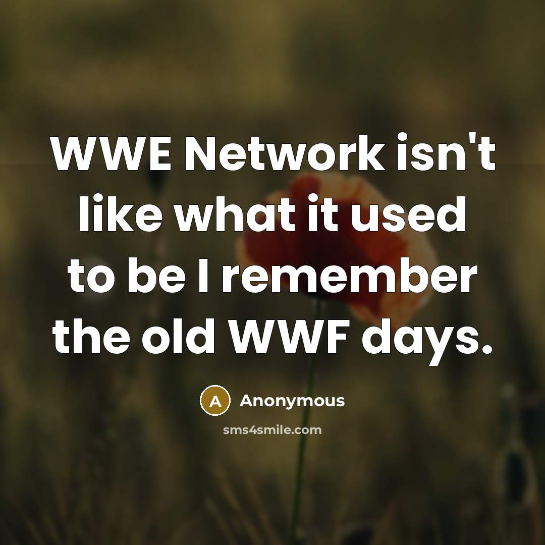 “WWE Network isn't like what it used to be I remember the old WWF days.” quote by Anonymous