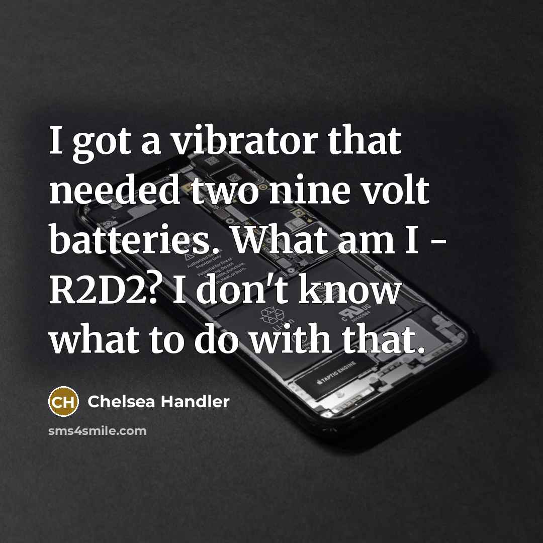 “I got a vibrator that needed two nine volt batteries.…” quote by Chelsea Handler