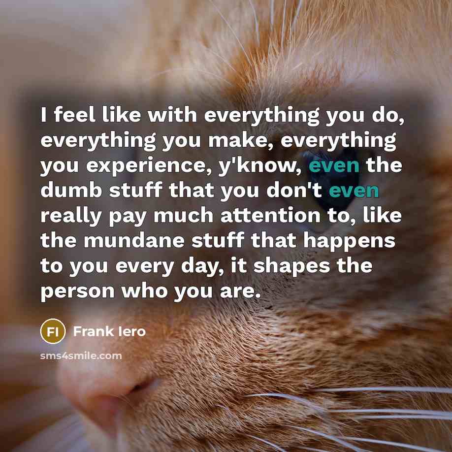 “I feel like with everything you do, everything you make,…” quote by Frank Iero