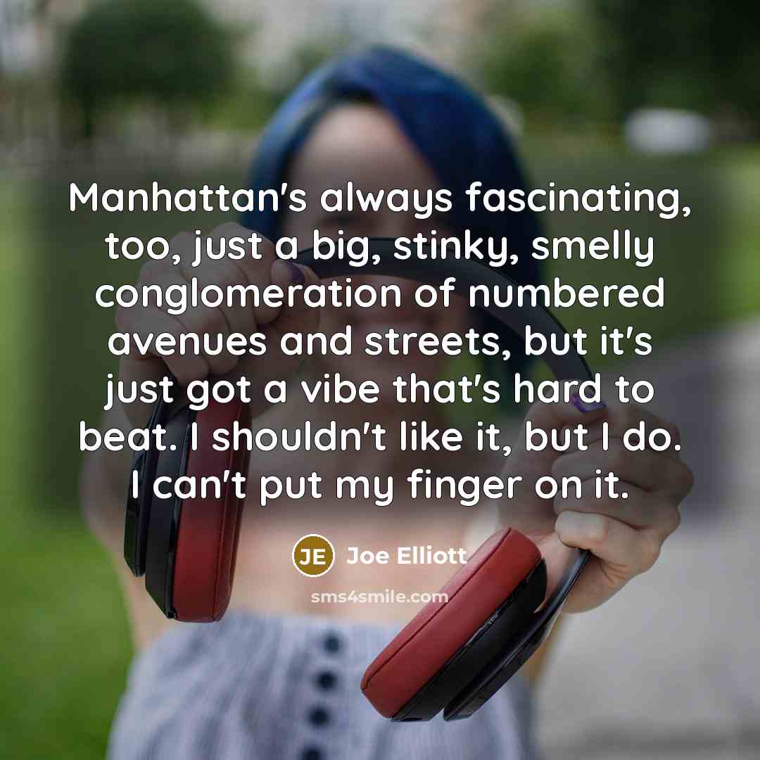 “Manhattan's always fascinating, too, just a big, stinky, smelly conglomeration…” quote by Joe Elliott