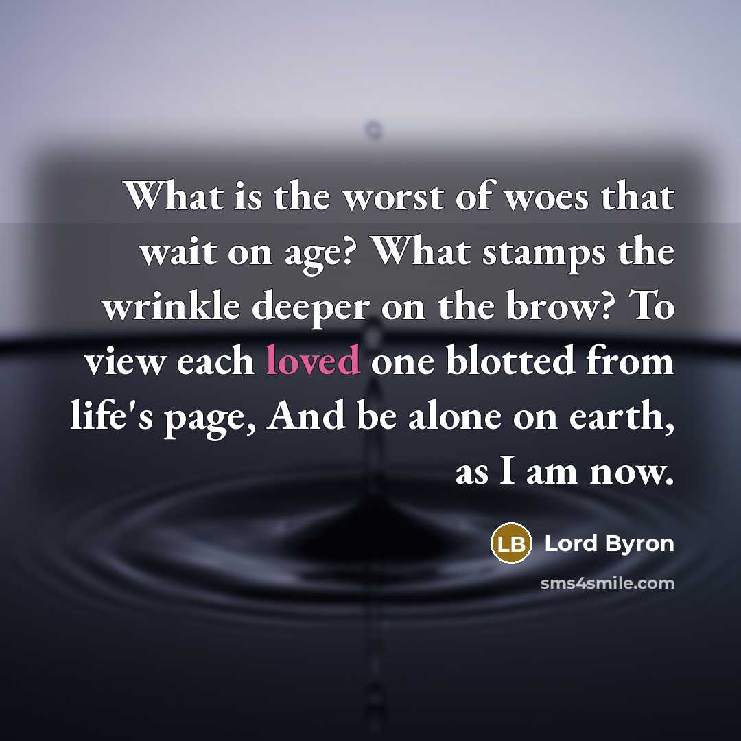 “What is the worst of woes that wait on age?…” quote by Lord Byron