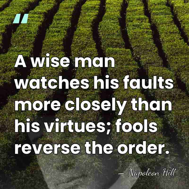 A wise man watches his faults more closely than his virtues; fools&hellip; - Napoleon Hill