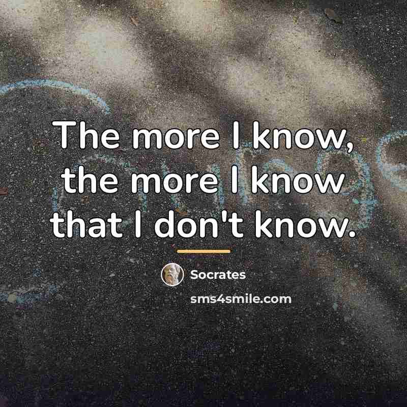 “The more I know, the more I know that I…” quote by Socrates