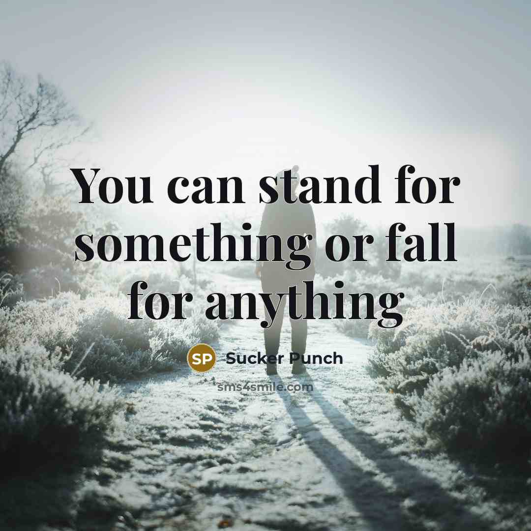 “You can stand for something or fall for anything…” quote by Sucker Punch