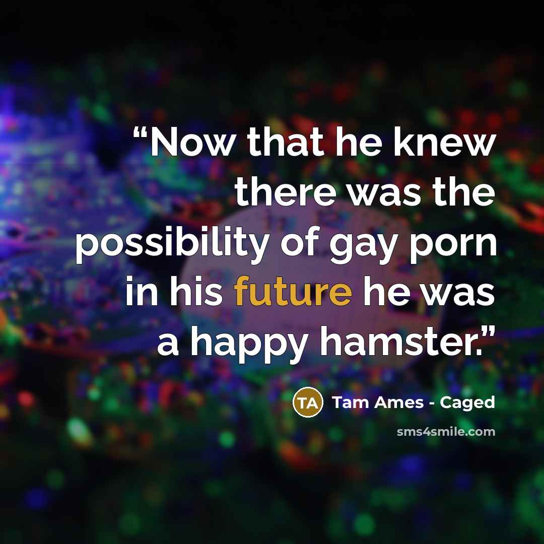 “Now that he knew there was the possibility of gay porn in his future he was a happy hamster.” quote by Tam Ames - Caged