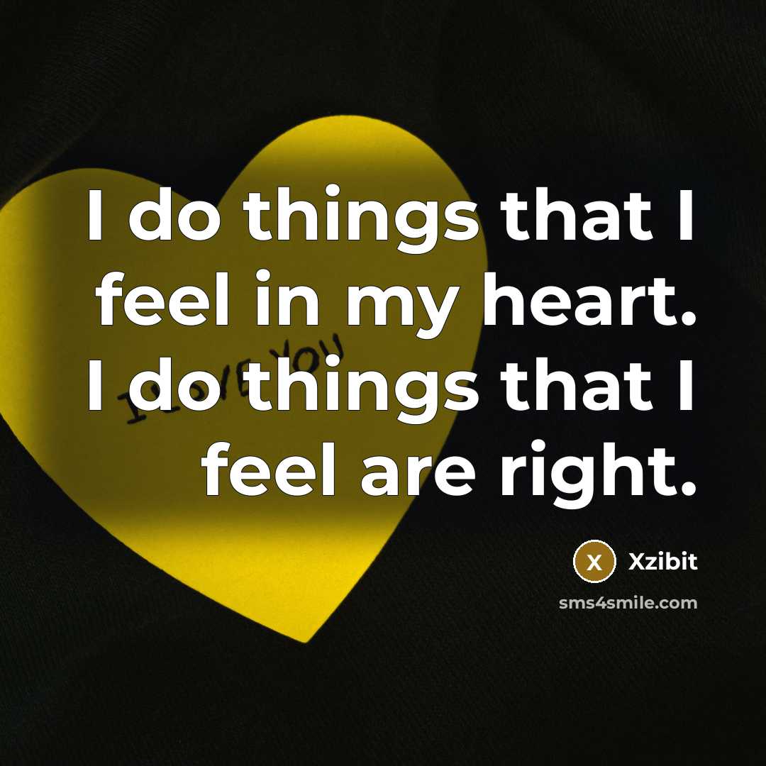 “I do things that I feel in my heart. I…” quote by Xzibit