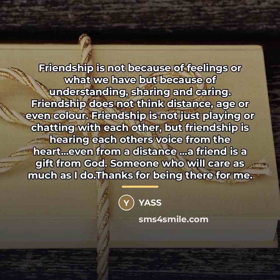 “Friendship is not because of feelings or what we have…” quote by Yass