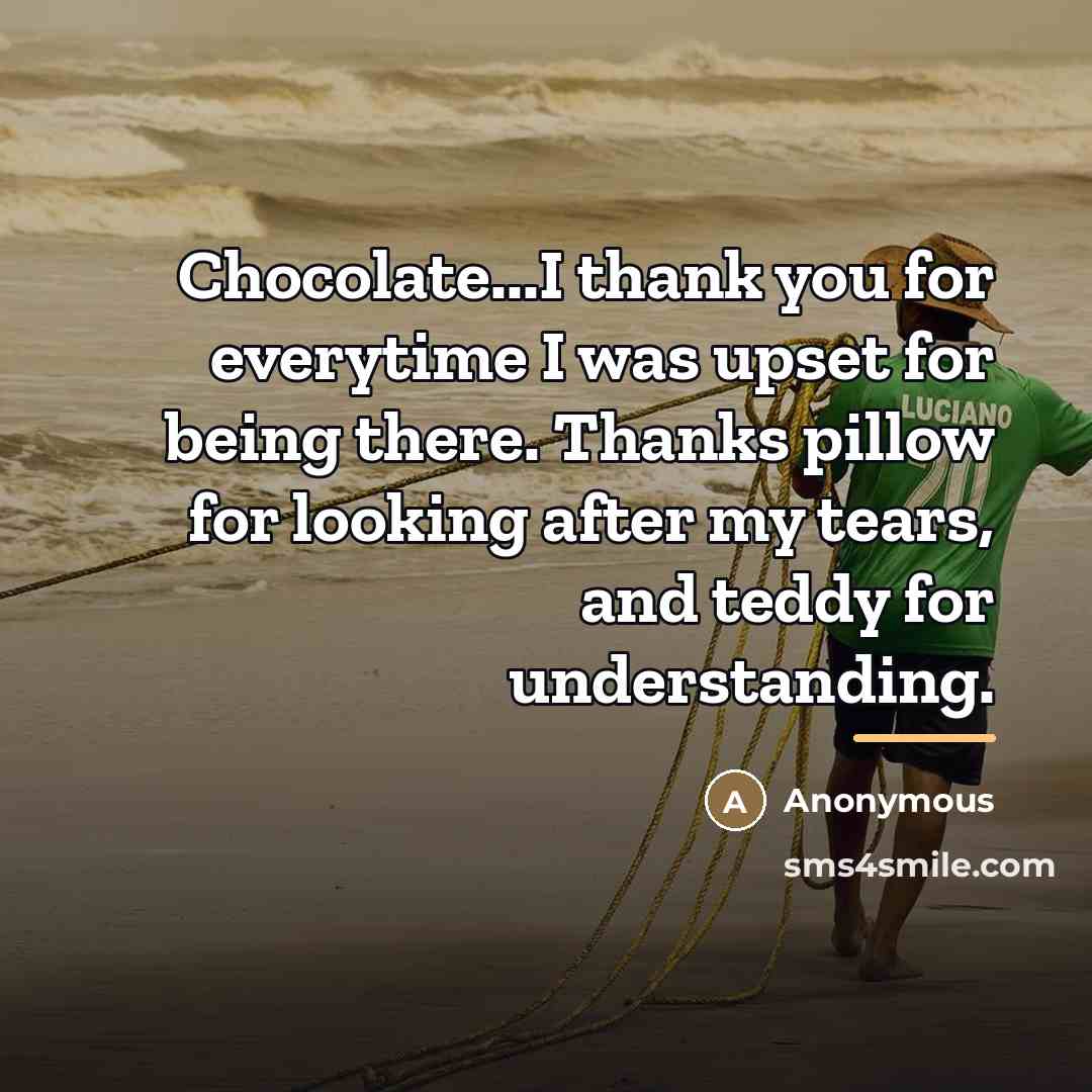 “Chocolate...I thank you for everytime I was upset for being…” quote by Anonymous
