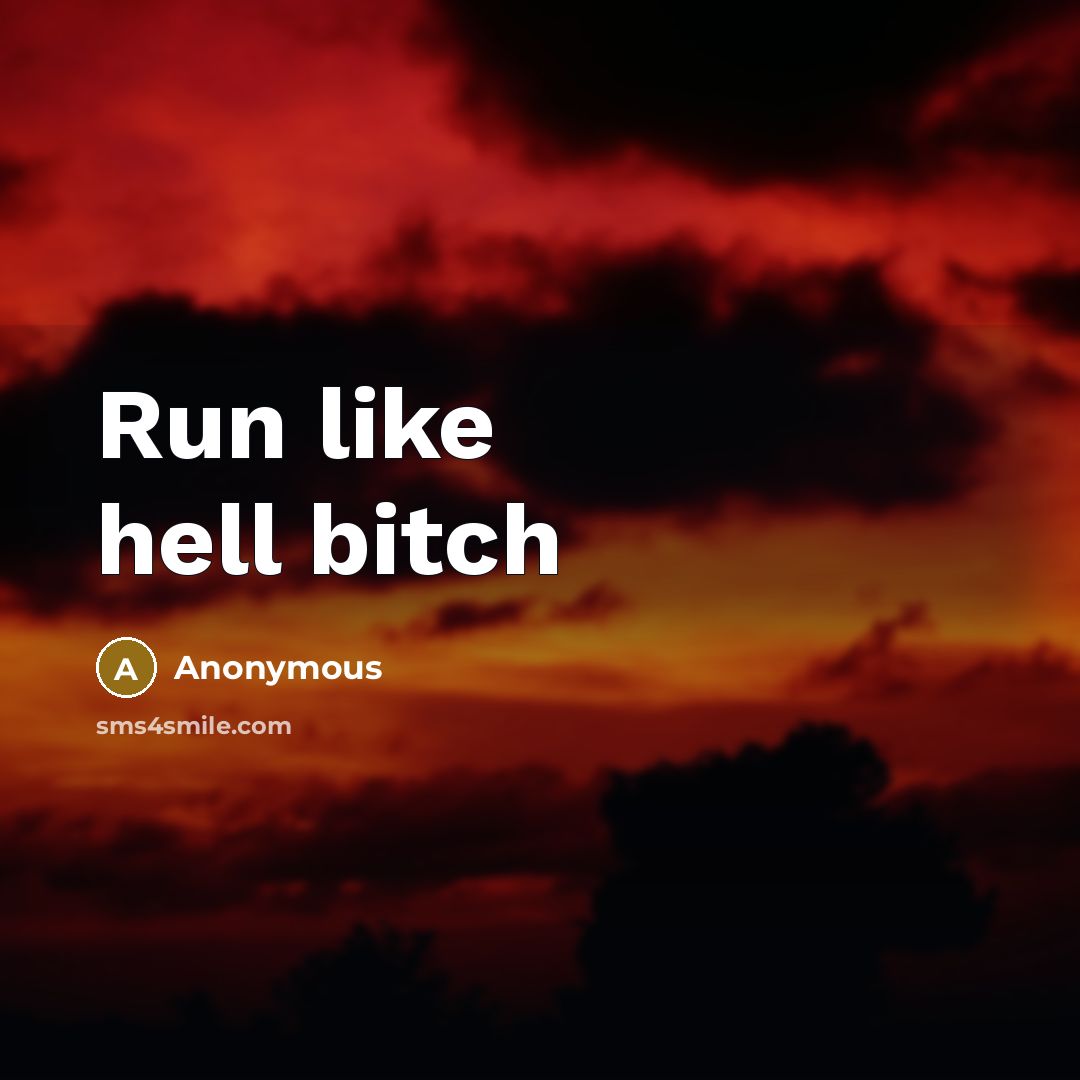 “Run like hell bitch” quote by Anonymous