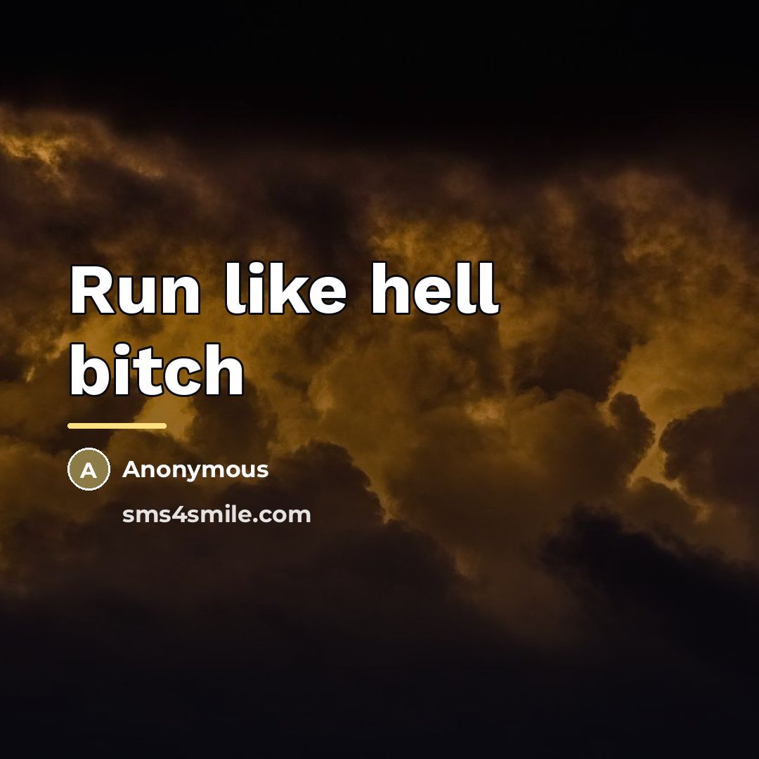 “Run like hell bitch…” quote by Anonymous