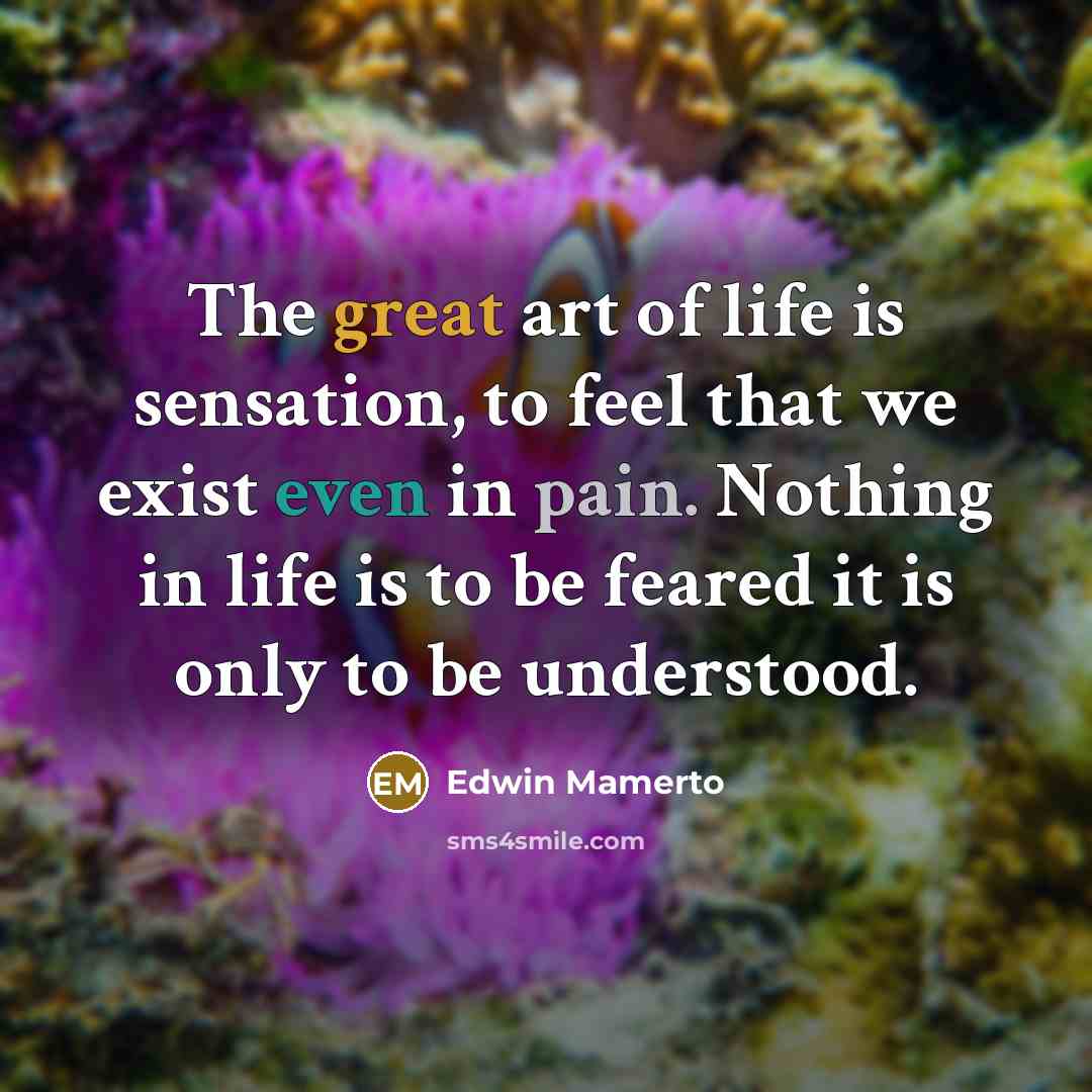 “The great art of life is sensation, to feel that…” quote by Edwin Mamerto