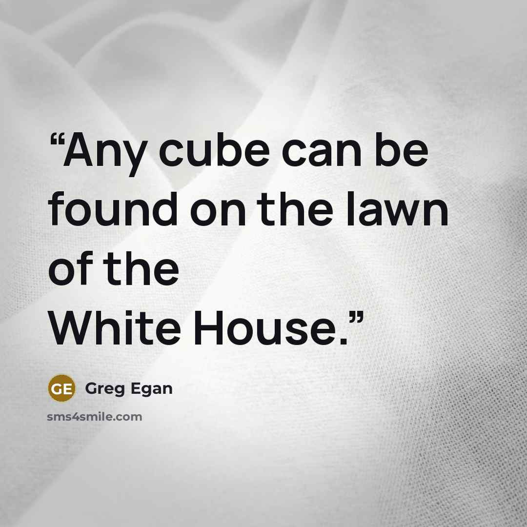 “Any cube can be found on the lawn of the White House.” quote by Greg Egan