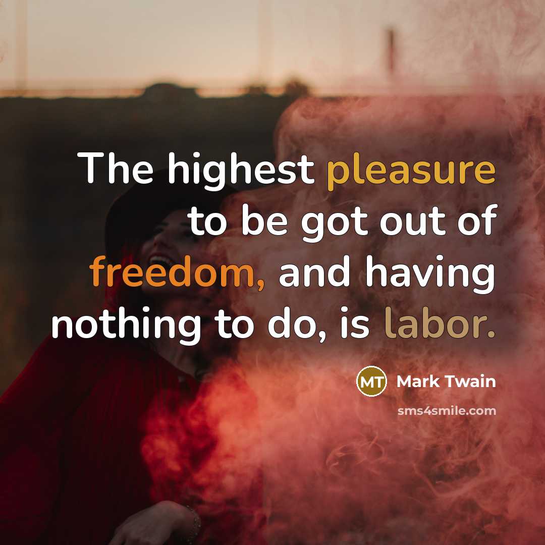 “The highest pleasure to be got out of freedom, and…” quote by Mark Twain