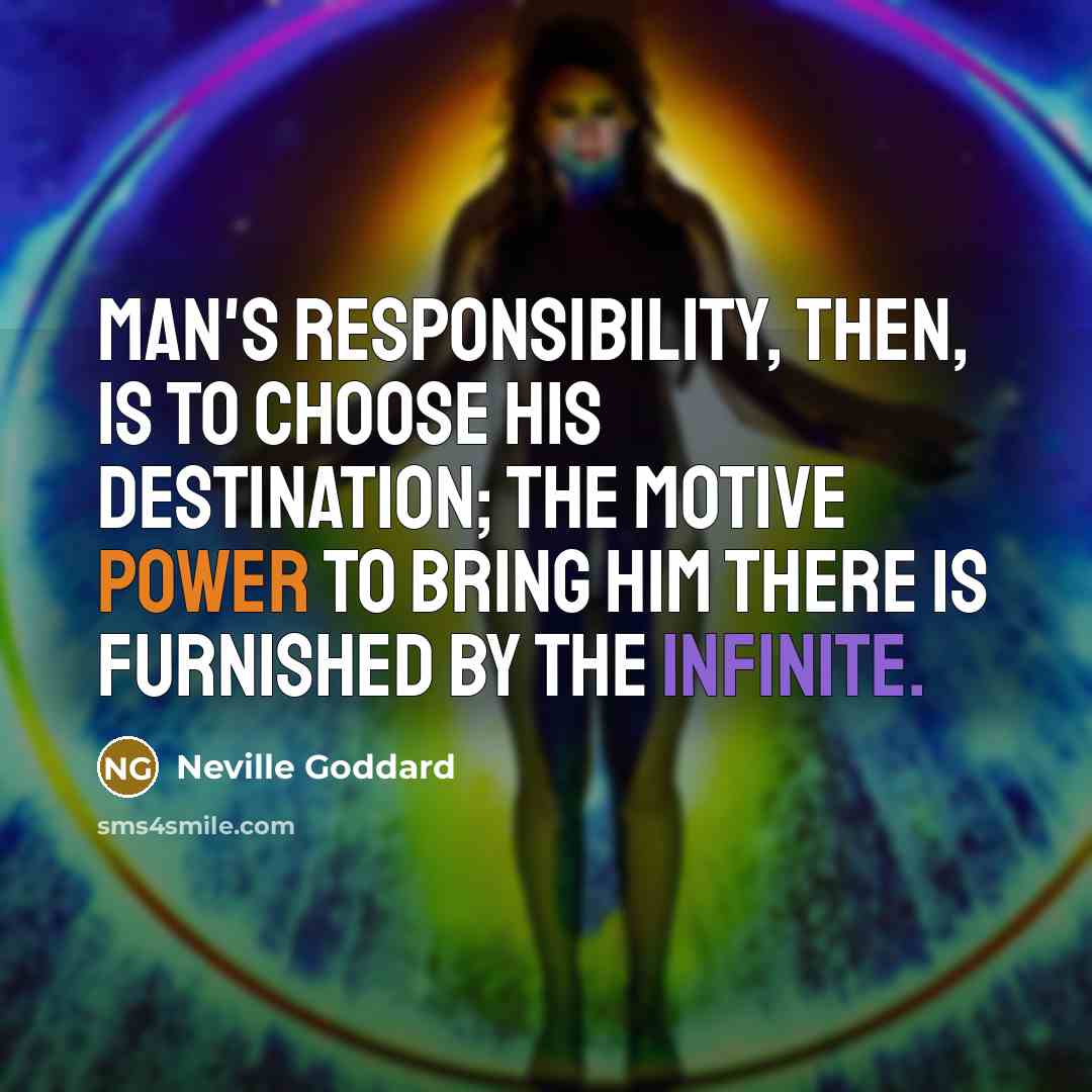 “Man's responsibility, then, is to choose his destination; the motive…” quote by Neville Goddard