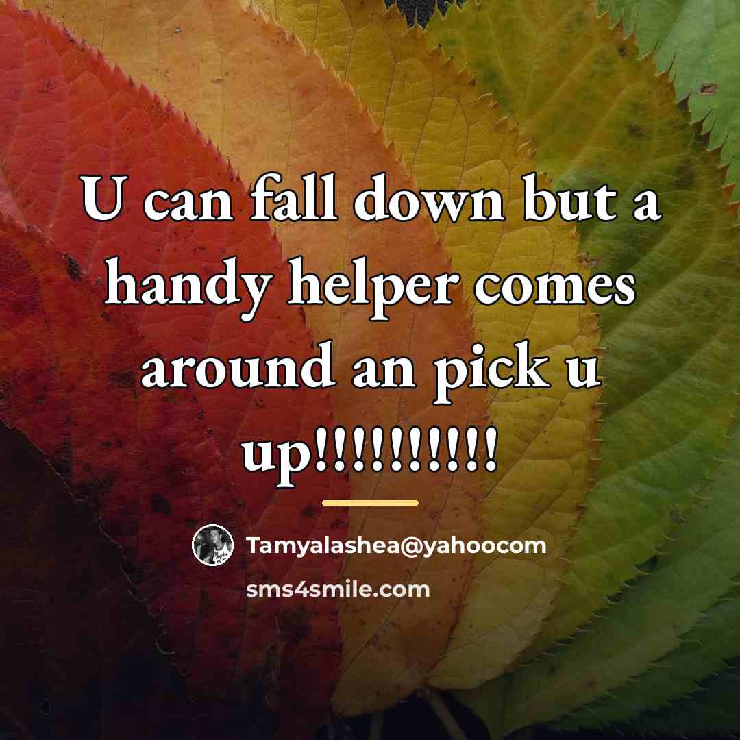 “U can fall down but a handy helper comes around…” quote by Tamyalashea@yahoocom
