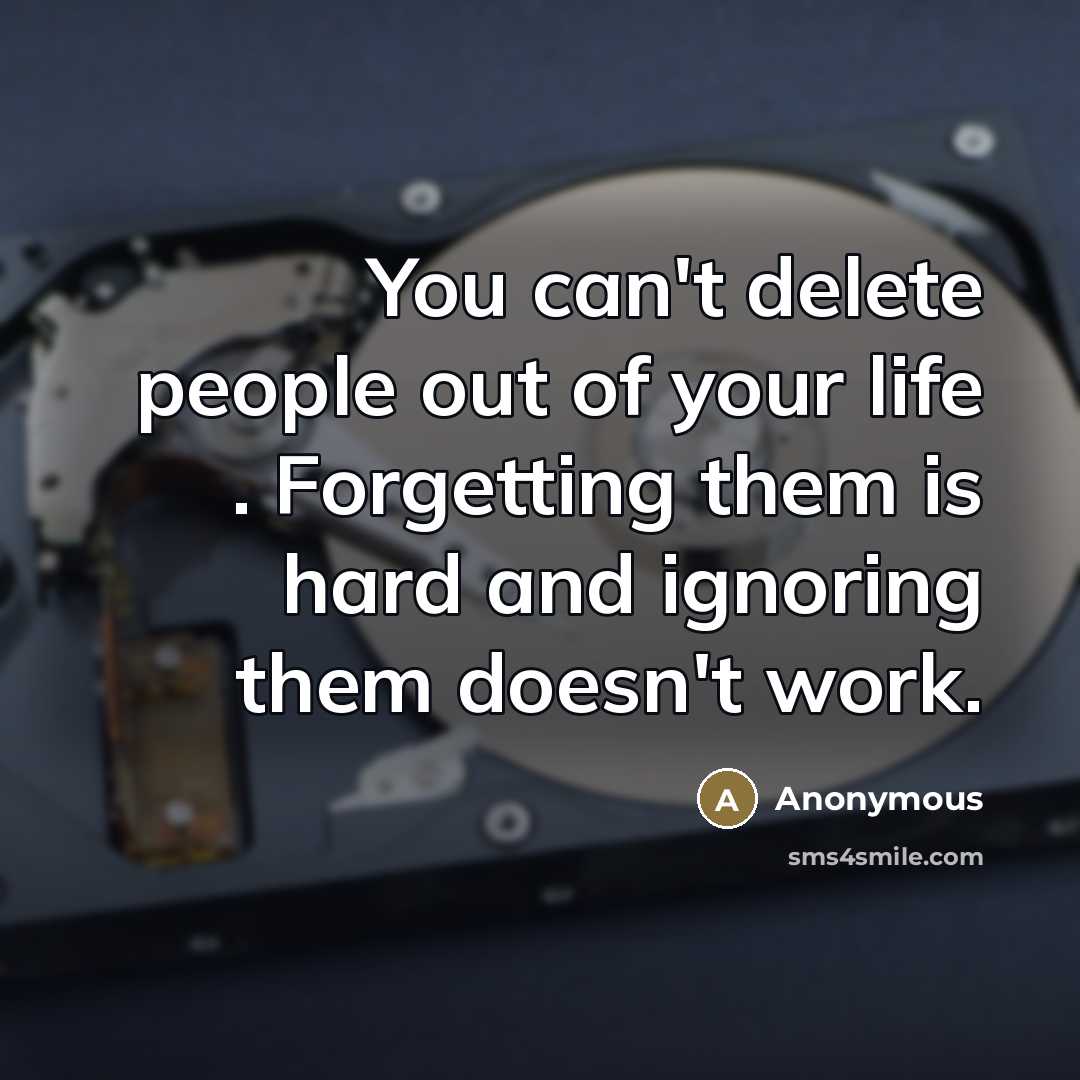 “You can't delete people out of your life . Forgetting…” quote by Anonymous