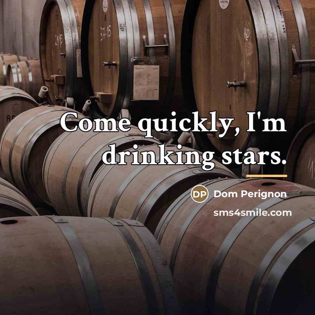 “Come quickly, I'm drinking stars.…” quote by Dom Perignon