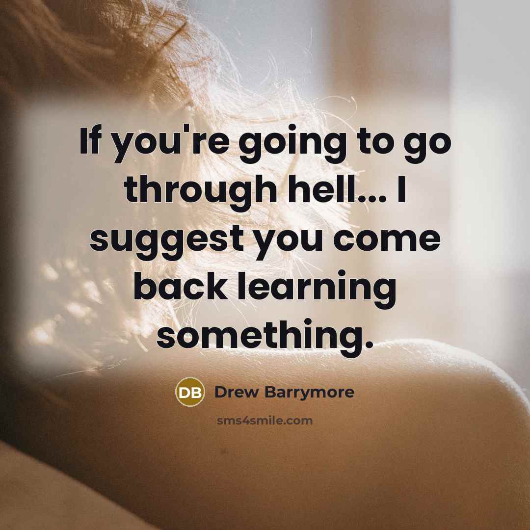 “If you're going to go through hell... I suggest you…” quote by Drew Barrymore