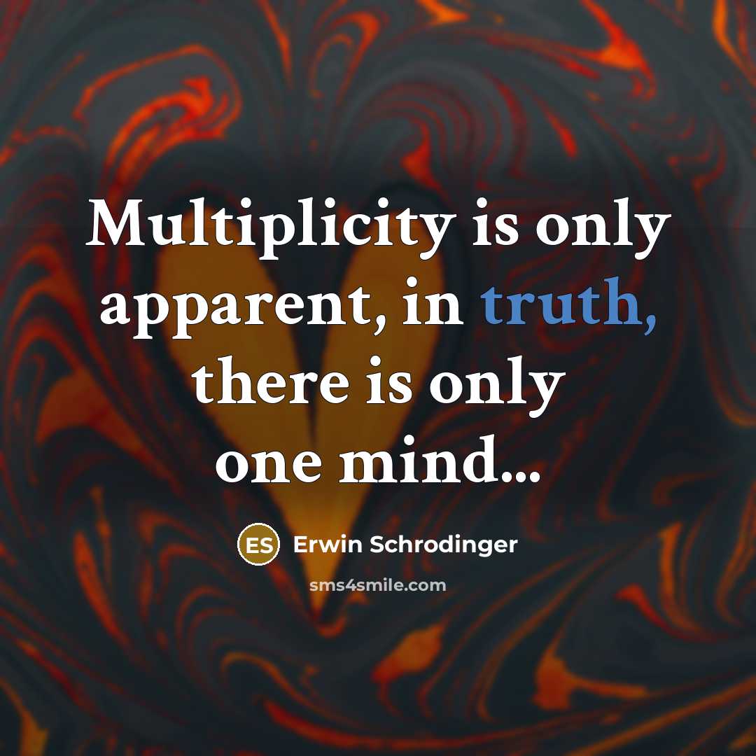 “Multiplicity is only apparent, in truth, there is only one…” quote by Erwin Schrodinger