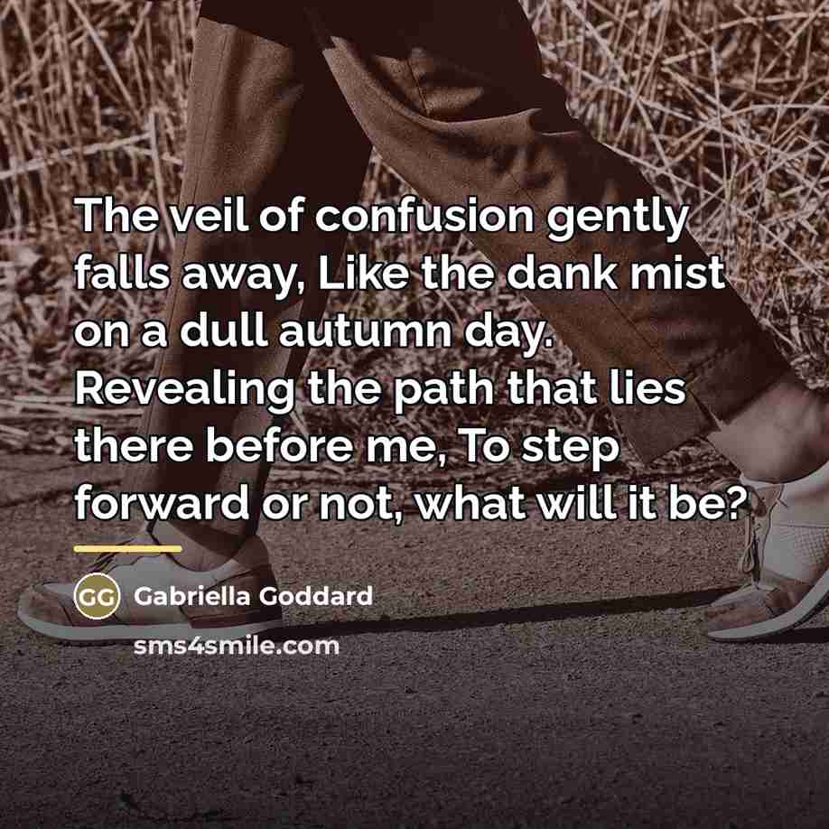 “The veil of confusion gently falls away, Like the dank…” quote by Gabriella Goddard
