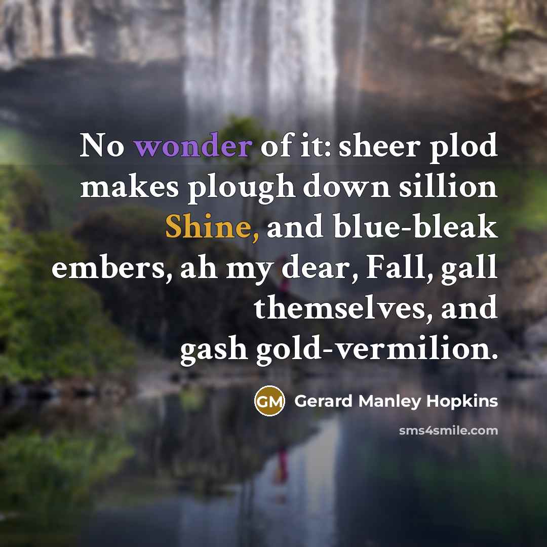 “No wonder of it: sheer plod makes plough down sillion…” quote by Gerard Manley Hopkins