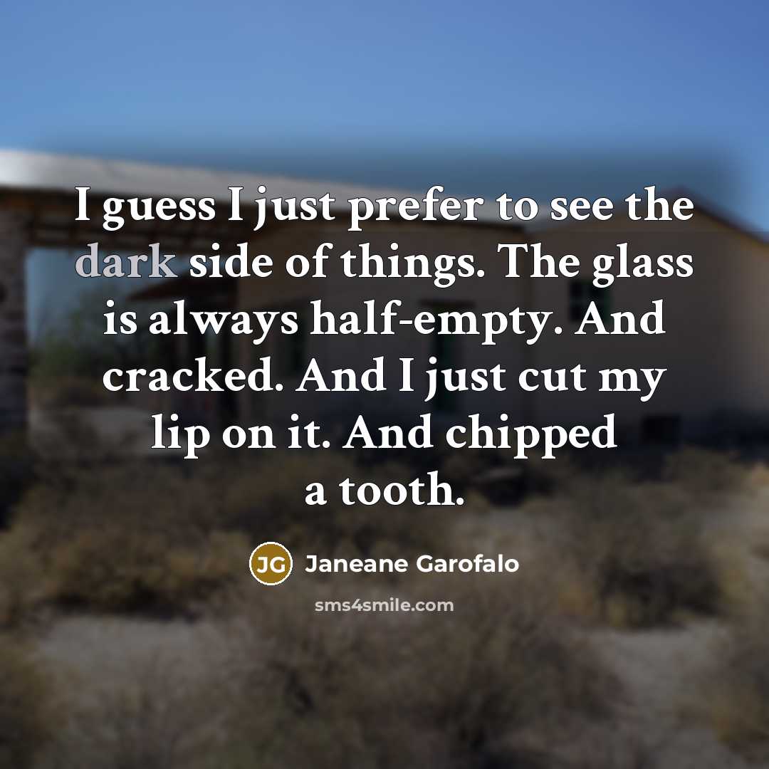 “I guess I just prefer to see the dark side…” quote by Janeane Garofalo