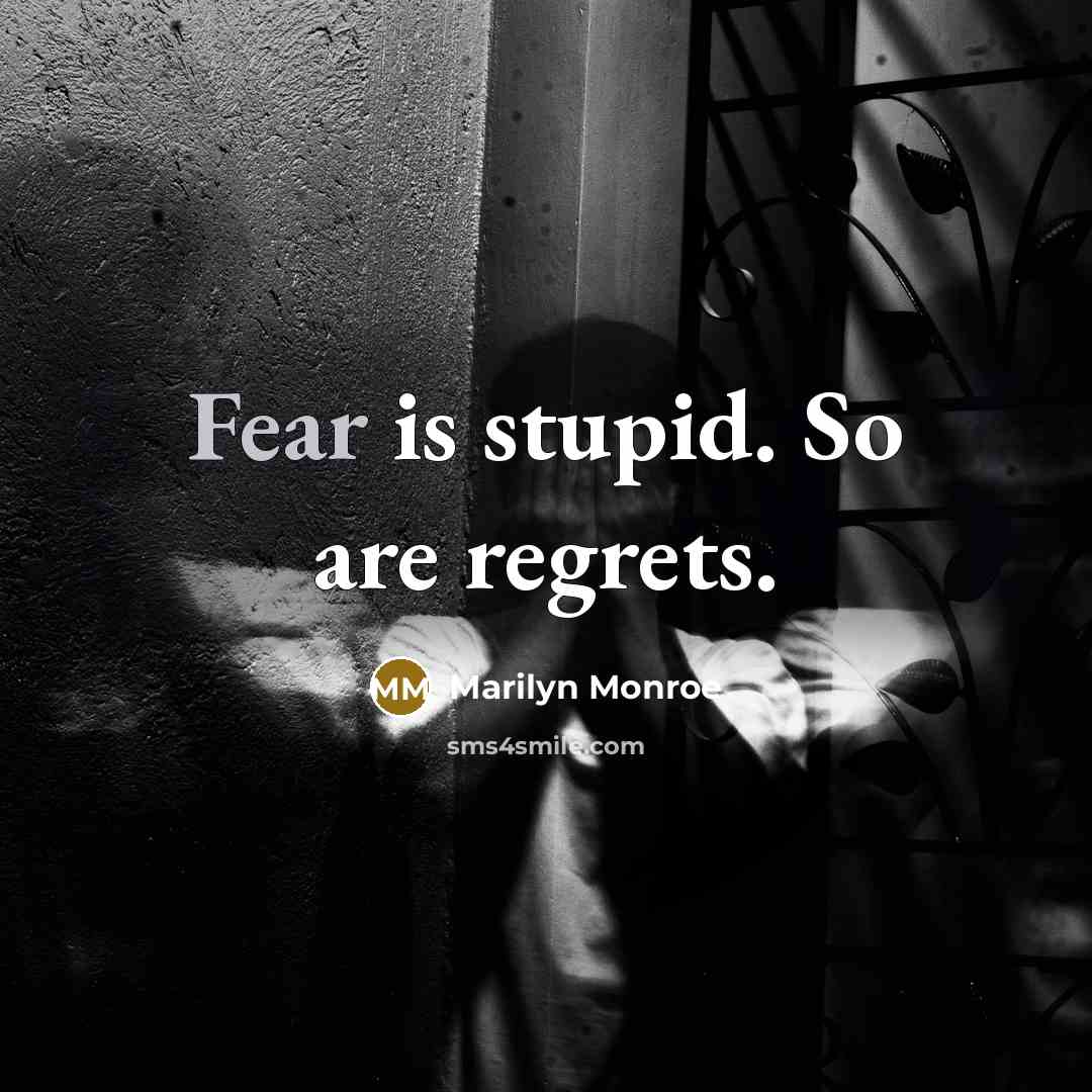 “Fear is stupid. So are regrets.…” quote by Marilyn Monroe