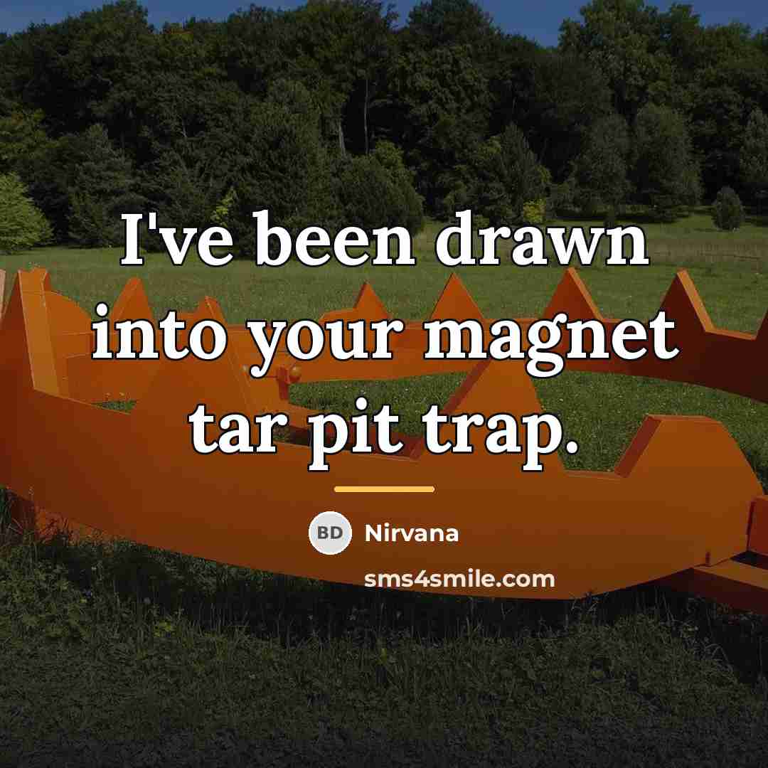 “I've been drawn into your magnet tar pit trap.…” quote by Nirvana