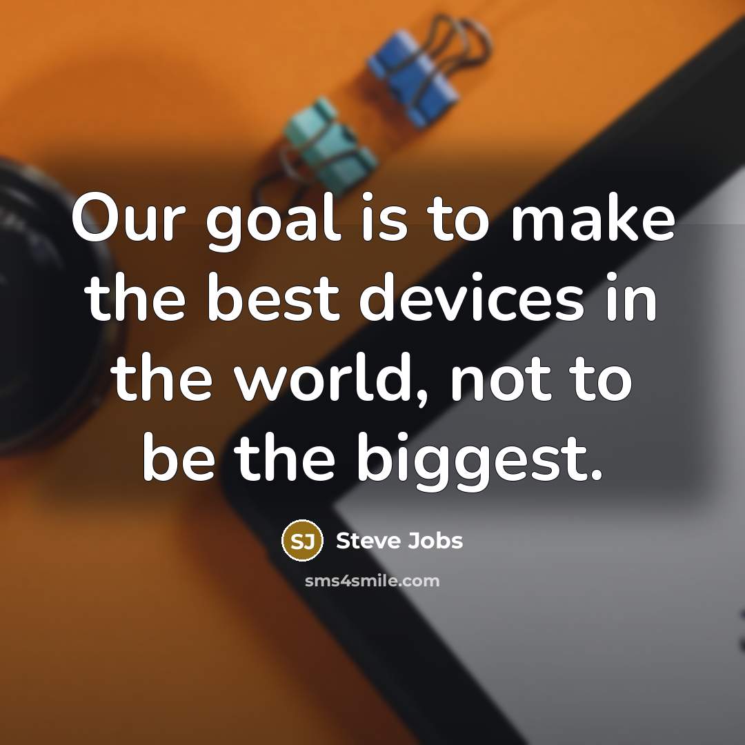 “Our goal is to make the best devices in the…” quote by Steve Jobs