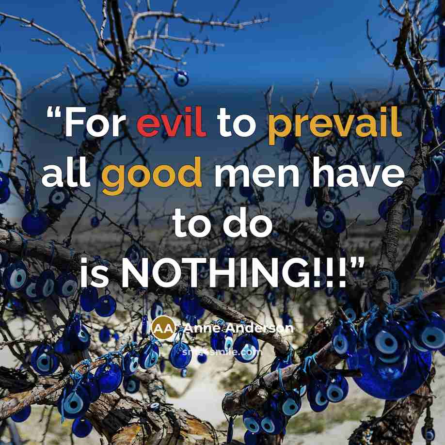 “For evil to prevail all good men have to do is NOTHING!!!” quote by Anne Anderson