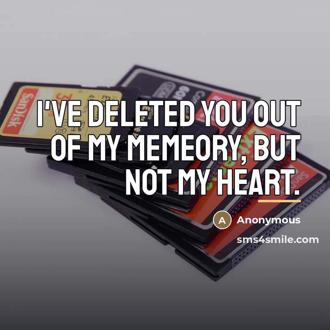 “I've deleted you out of my memeory, but not my…” quote by Anonymous