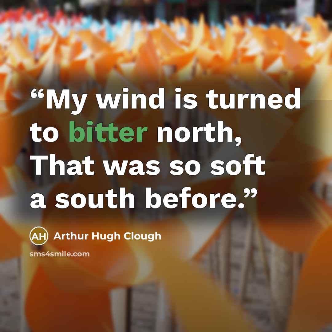 “My wind is turned to bitter north, That was so soft a south before.” quote by Arthur Hugh Clough