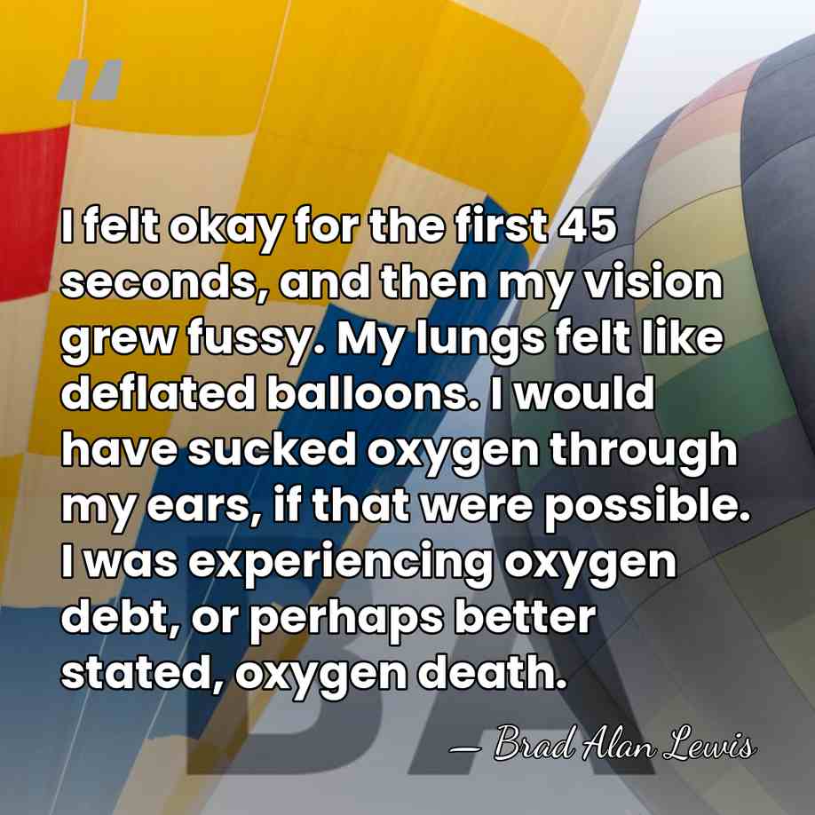 I felt okay for the first 45 seconds, and then my vision&hellip; - Brad Alan Lewis