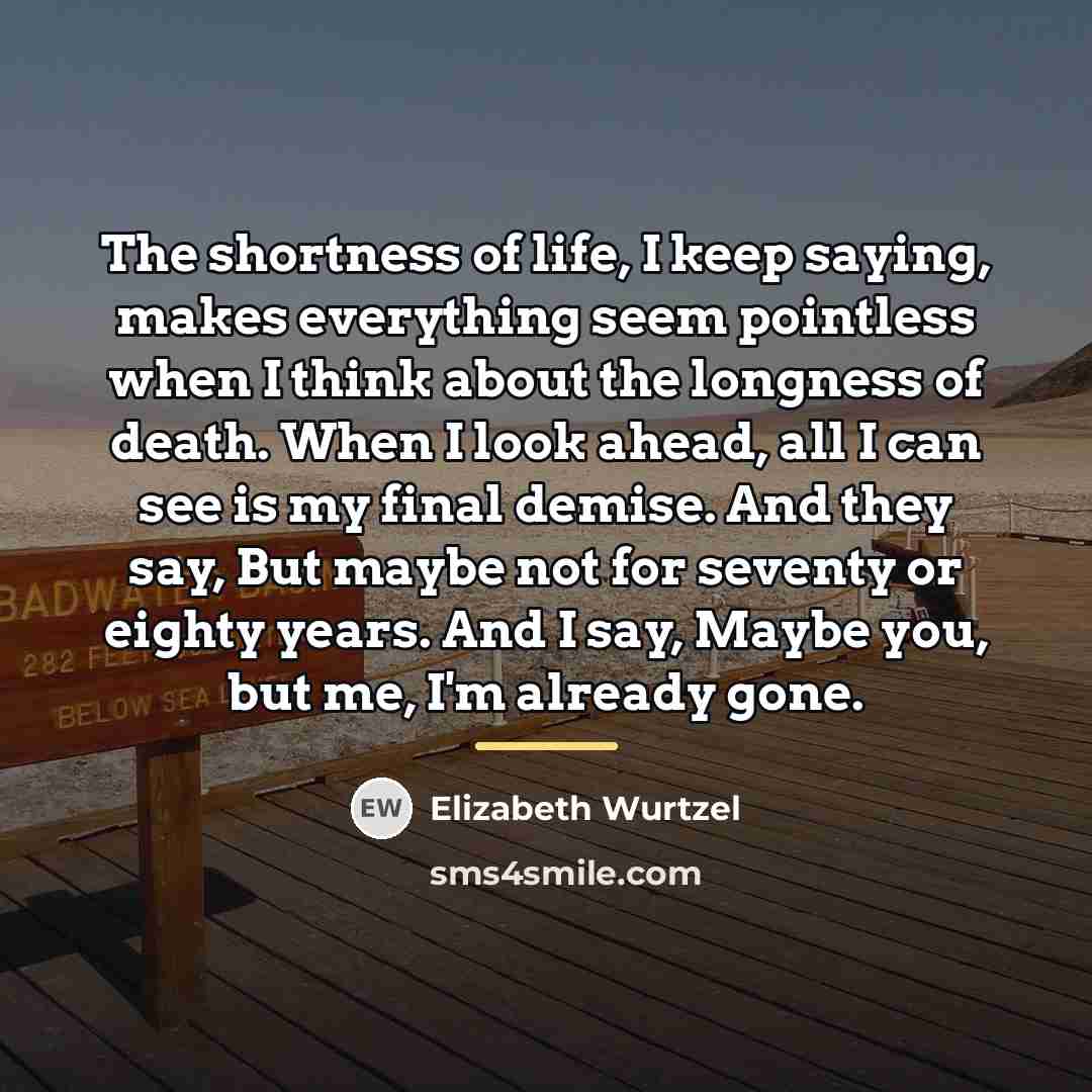 “The shortness of life, I keep saying, makes everything seem…” quote by Elizabeth Wurtzel