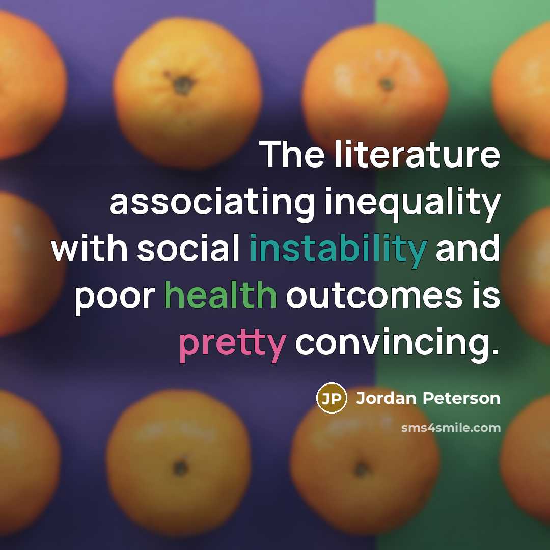 “The literature associating inequality with social instability and poor health…” quote by Jordan Peterson
