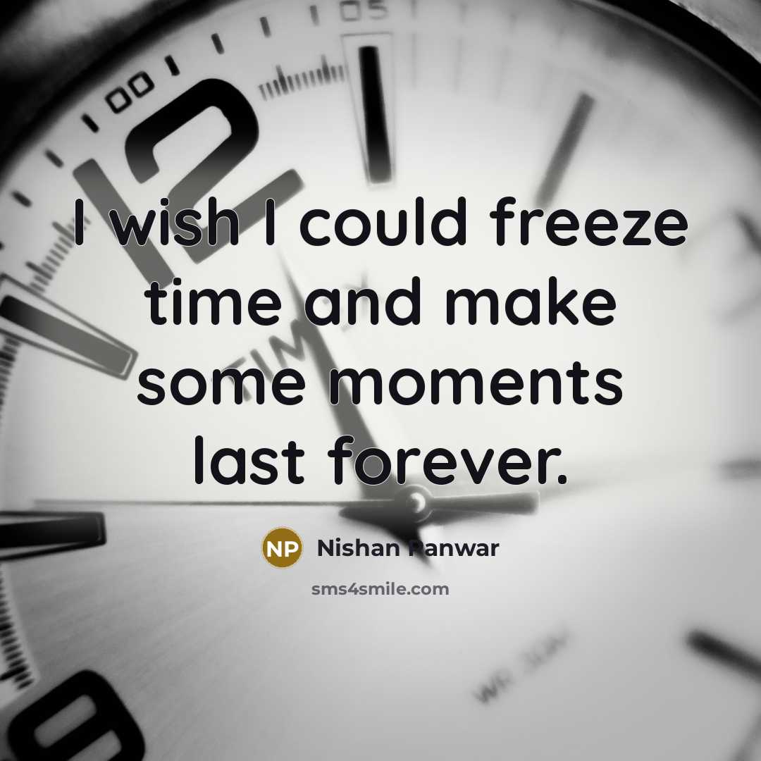 “I wish I could freeze time and make some moments last forever.” quote by Nishan Panwar