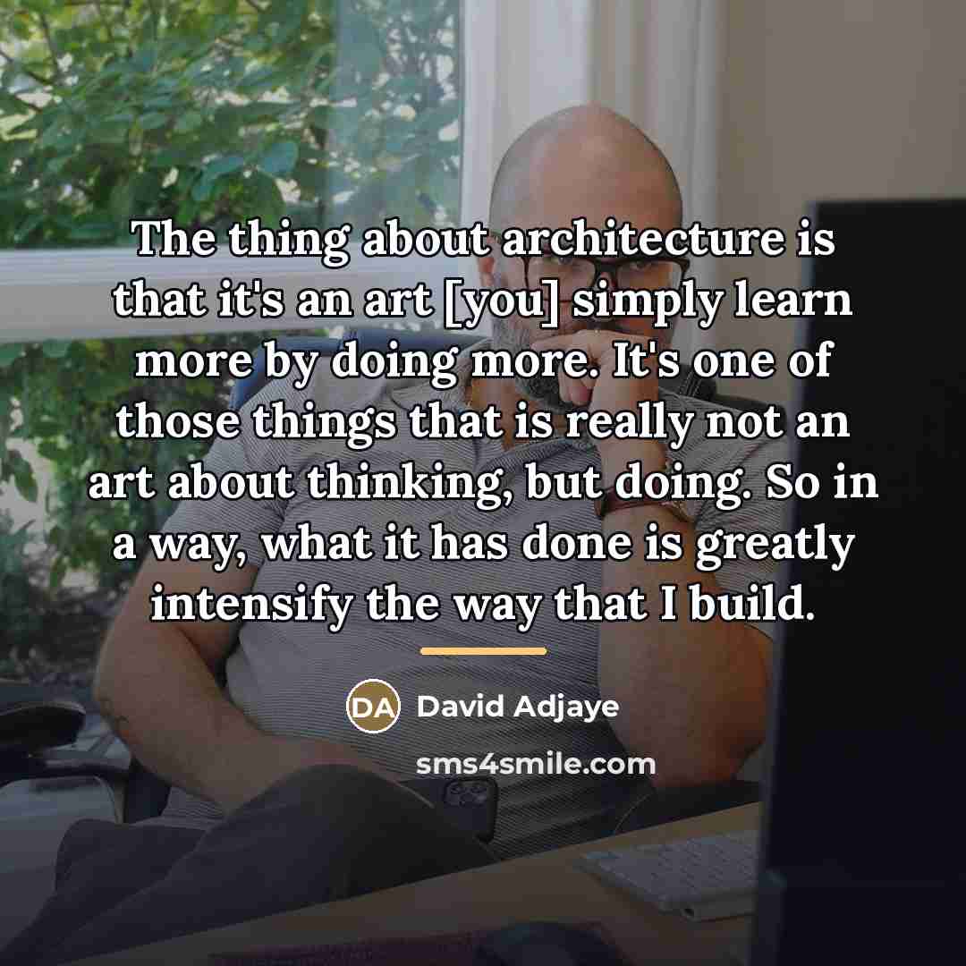 “The thing about architecture is that it's an art [you]…” quote by David Adjaye