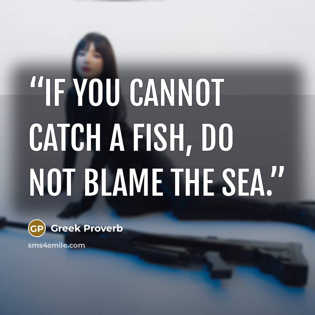 “If you cannot catch a fish, do not blame the sea.” quote by Greek Proverb