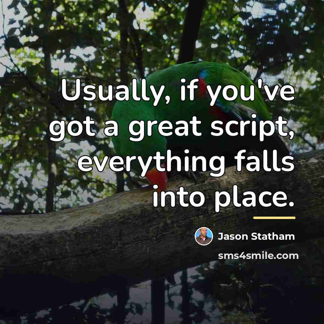 “Usually, if you've got a great script, everything falls into…” quote by Jason Statham