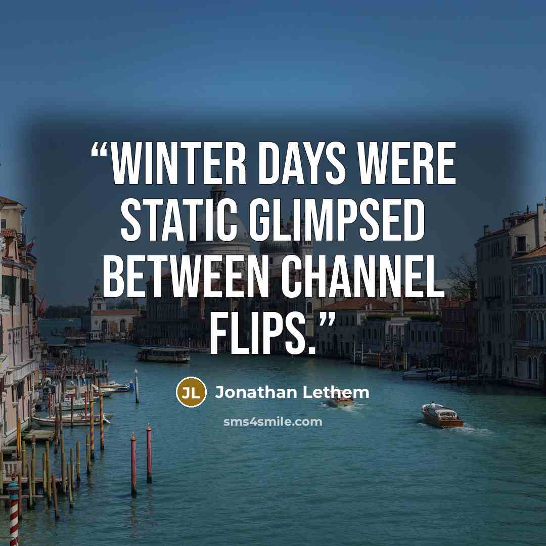 “Winter days were static glimpsed between channel flips.” quote by Jonathan Lethem