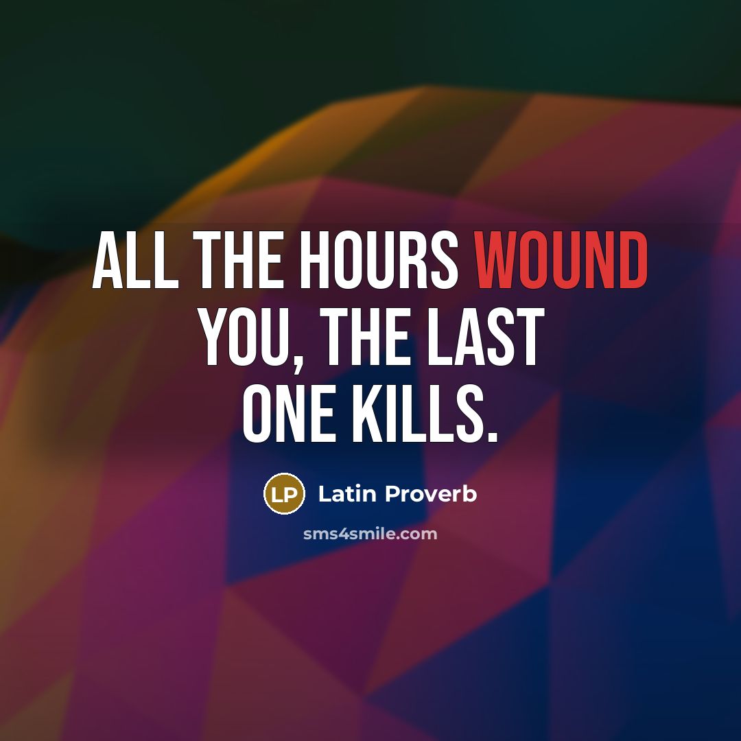 “All the hours wound you, the last one kills.…” quote by Latin Proverb
