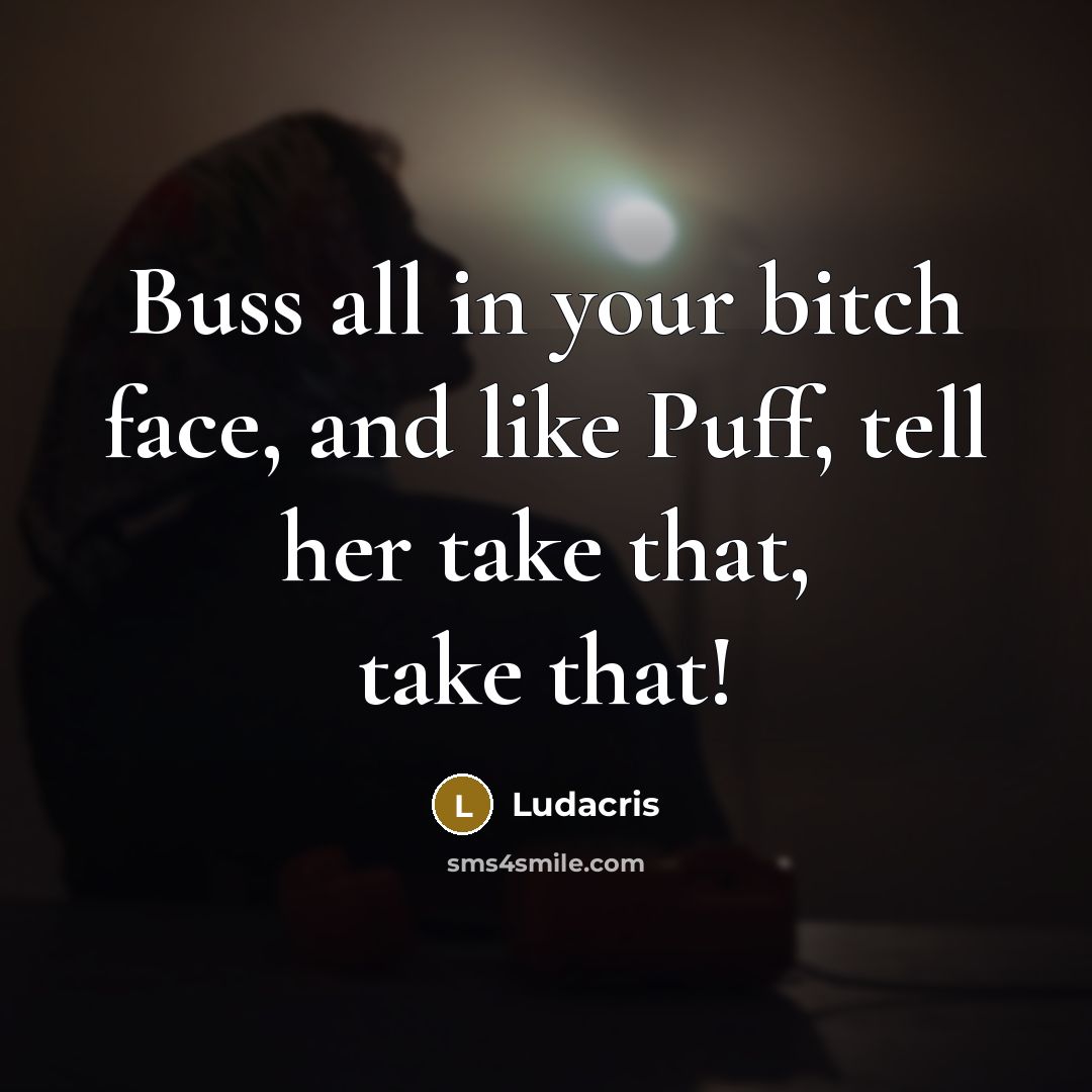 “Buss all in your bitch face, and like Puff, tell…” quote by Ludacris